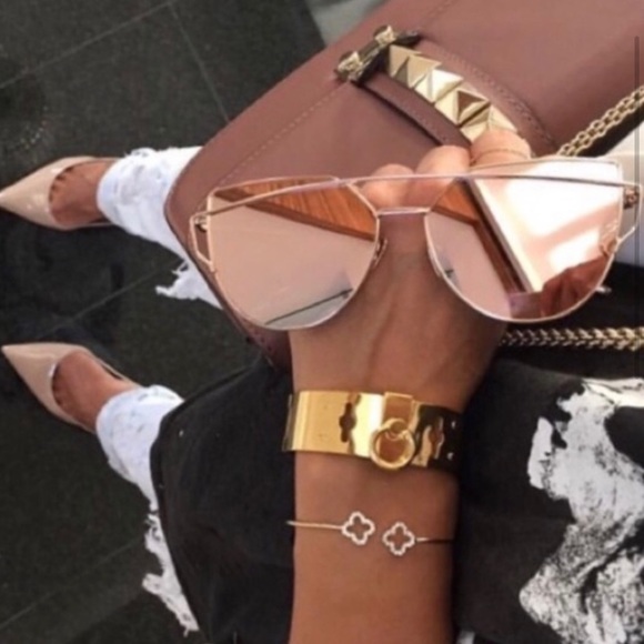 xxSOLDxx        Rose Gold Cat Eye Aviator Sunglasses - Picture 4 of 7